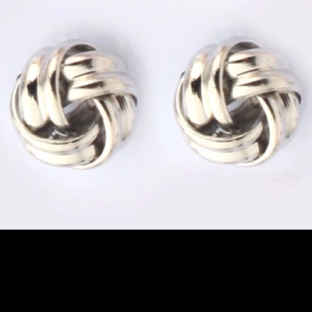 NEW!💙👖LOVELY KNOT EARRINGS!💎💙SILVER TONE ALLOY - Picture 3 of 3